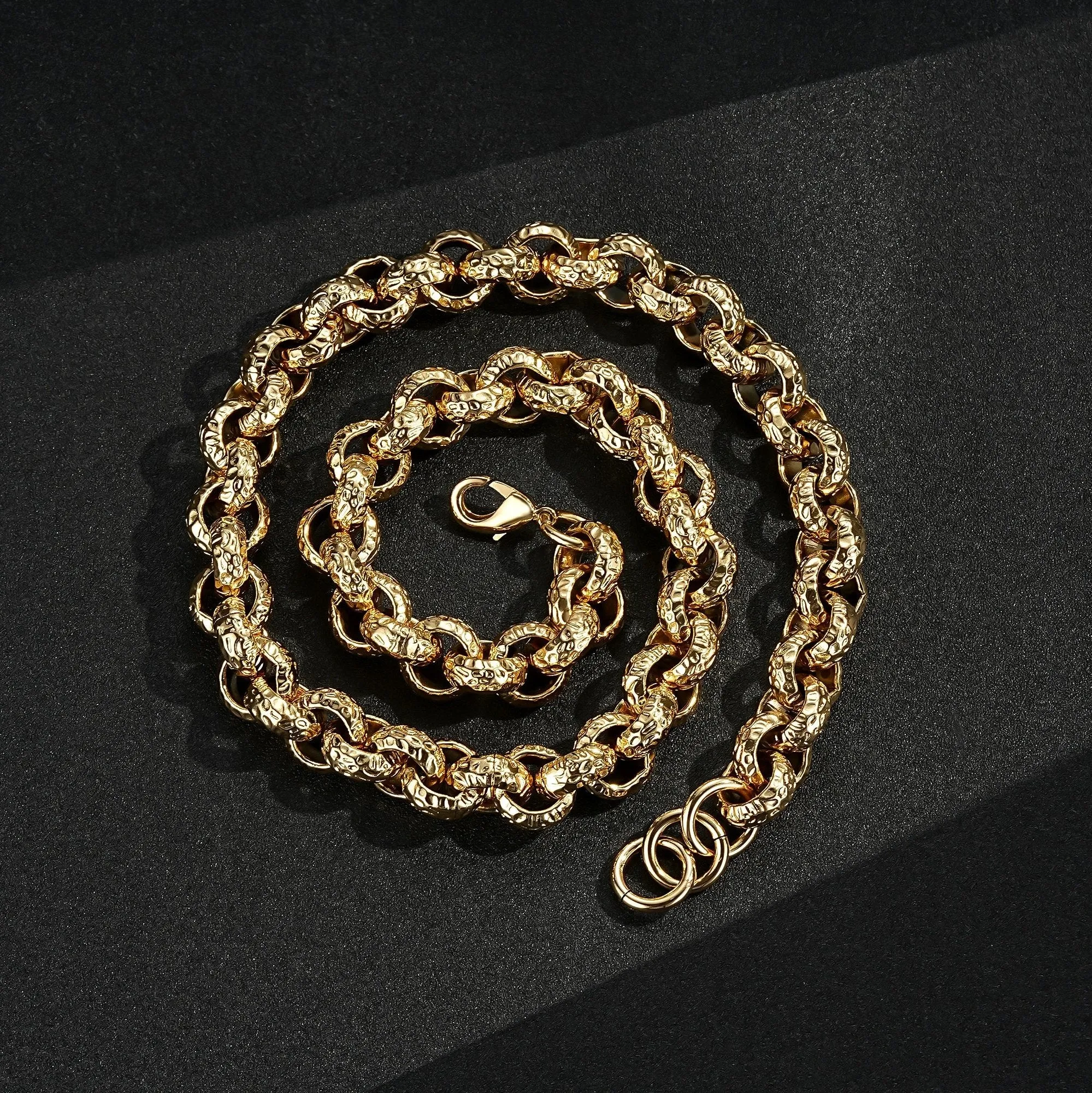 15mm Gold Filled Pattern Leopard Print Belcher Chain 24 Inch