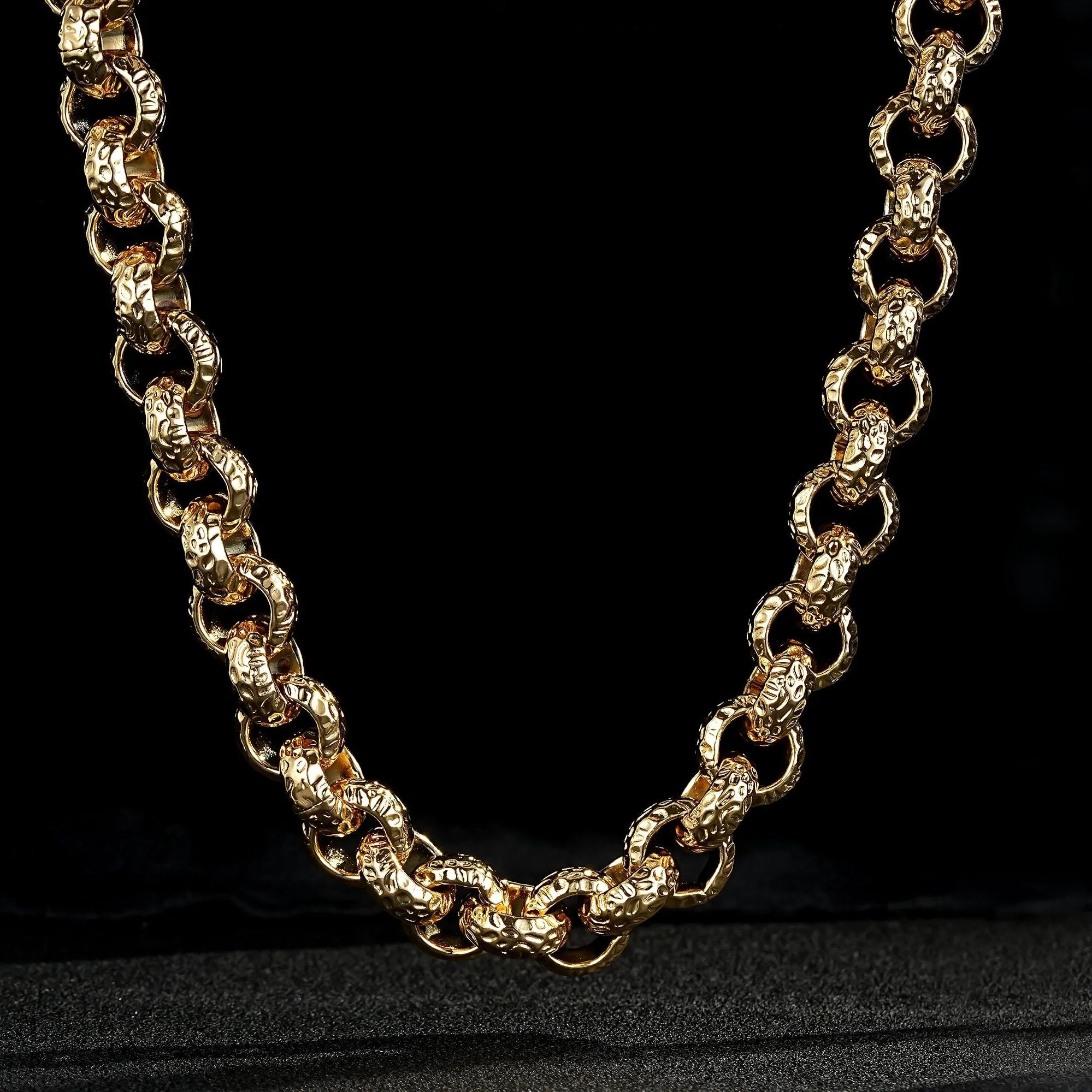 15mm Gold Filled Pattern Leopard Print Belcher Chain 24 Inch