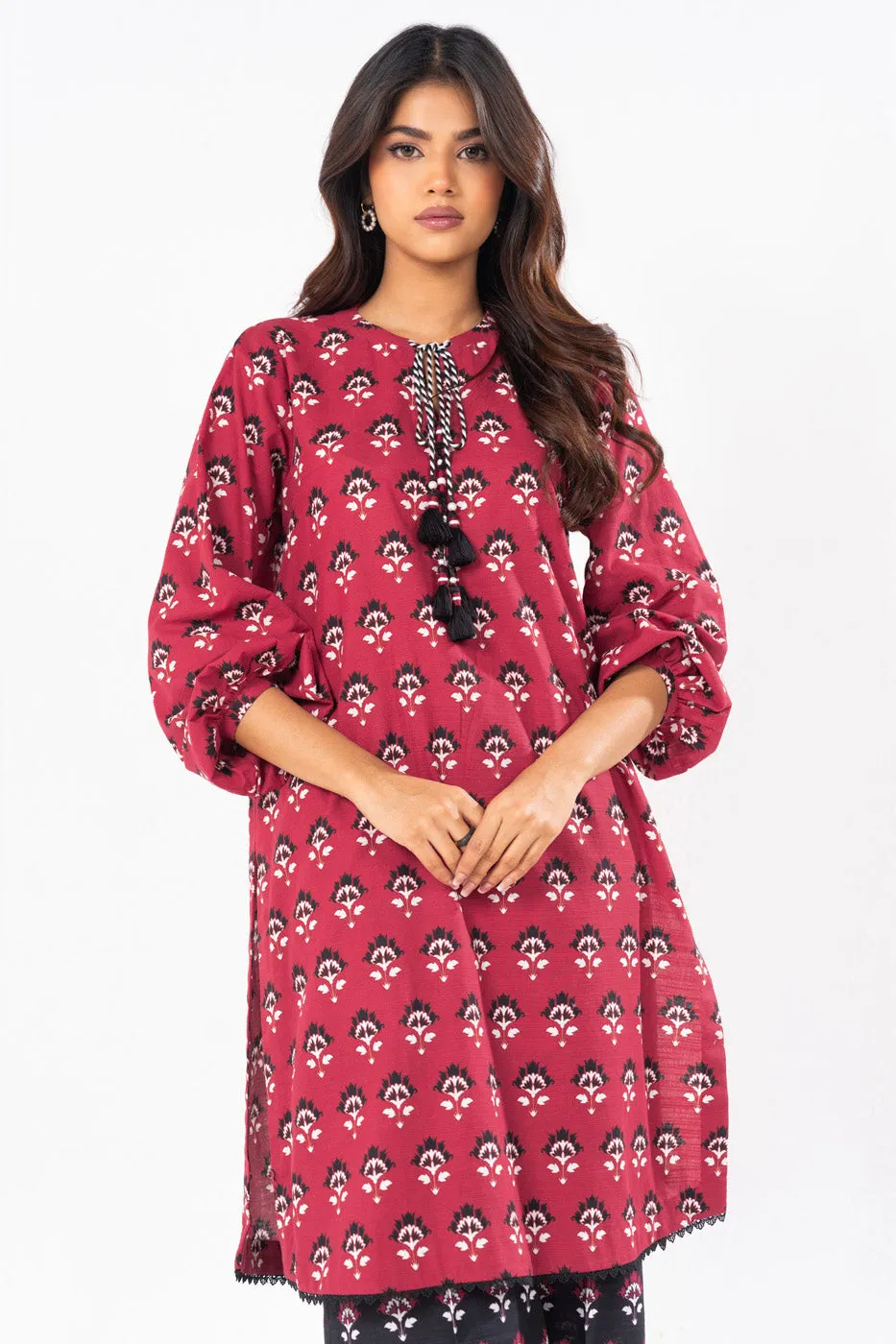 2 Pc Printed Khaddar Shirt With Khaddar Trouser