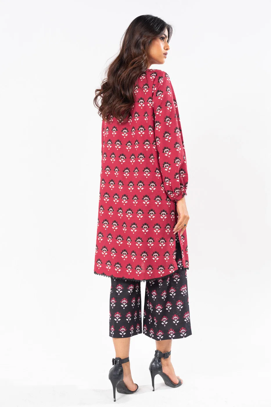 2 Pc Printed Khaddar Shirt With Khaddar Trouser