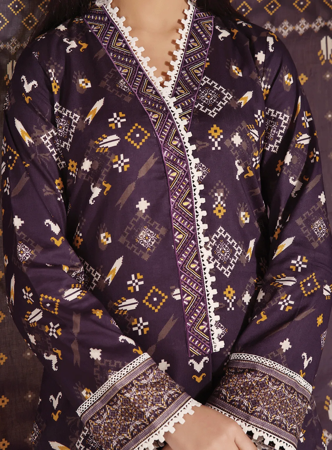 Aiza & Momina By VS Textile Embroidered Cotton Unstitched 3 Piece Suit - VS23AMM 08