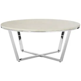 Allez Round White Faux Marble Coffee Table