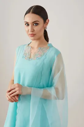 Aqua applique kurta set