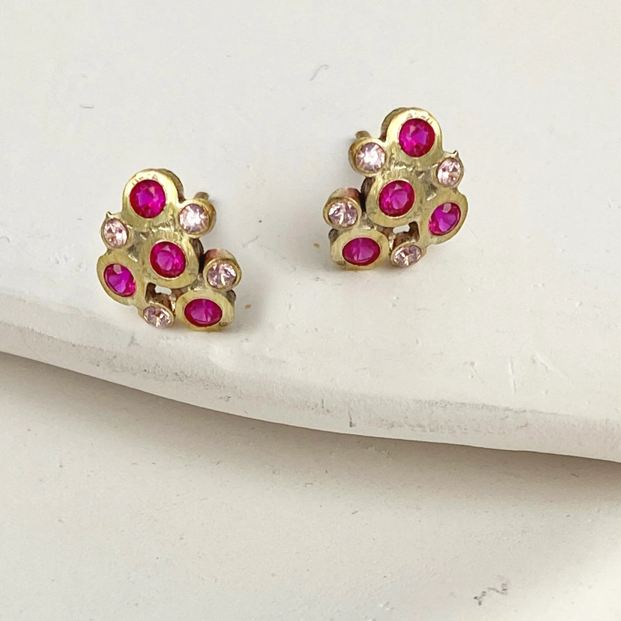 Astra Bliss Ruby and Pink Sapphire Stud Earrings