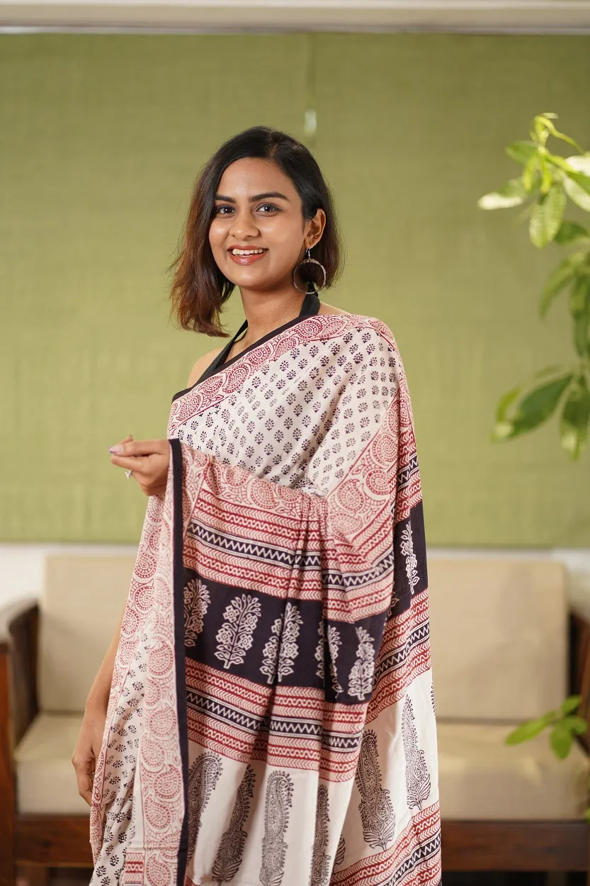 Bagh Hand Block Printed Cotton Saree