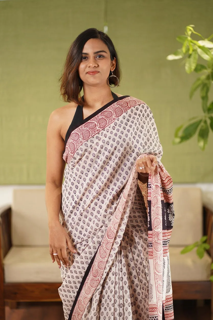Bagh Hand Block Printed Cotton Saree