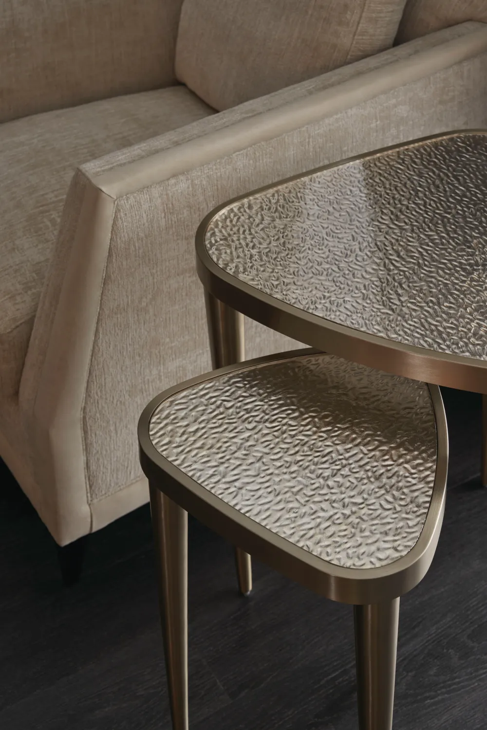 Beige Chenille Lounge Chair | Caracole Limitless