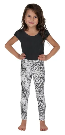 Black & White Marble Kid's Leggings