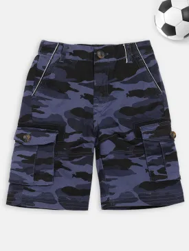 Blue Giraffe Boys Blue Printed Regular Fit Shorts