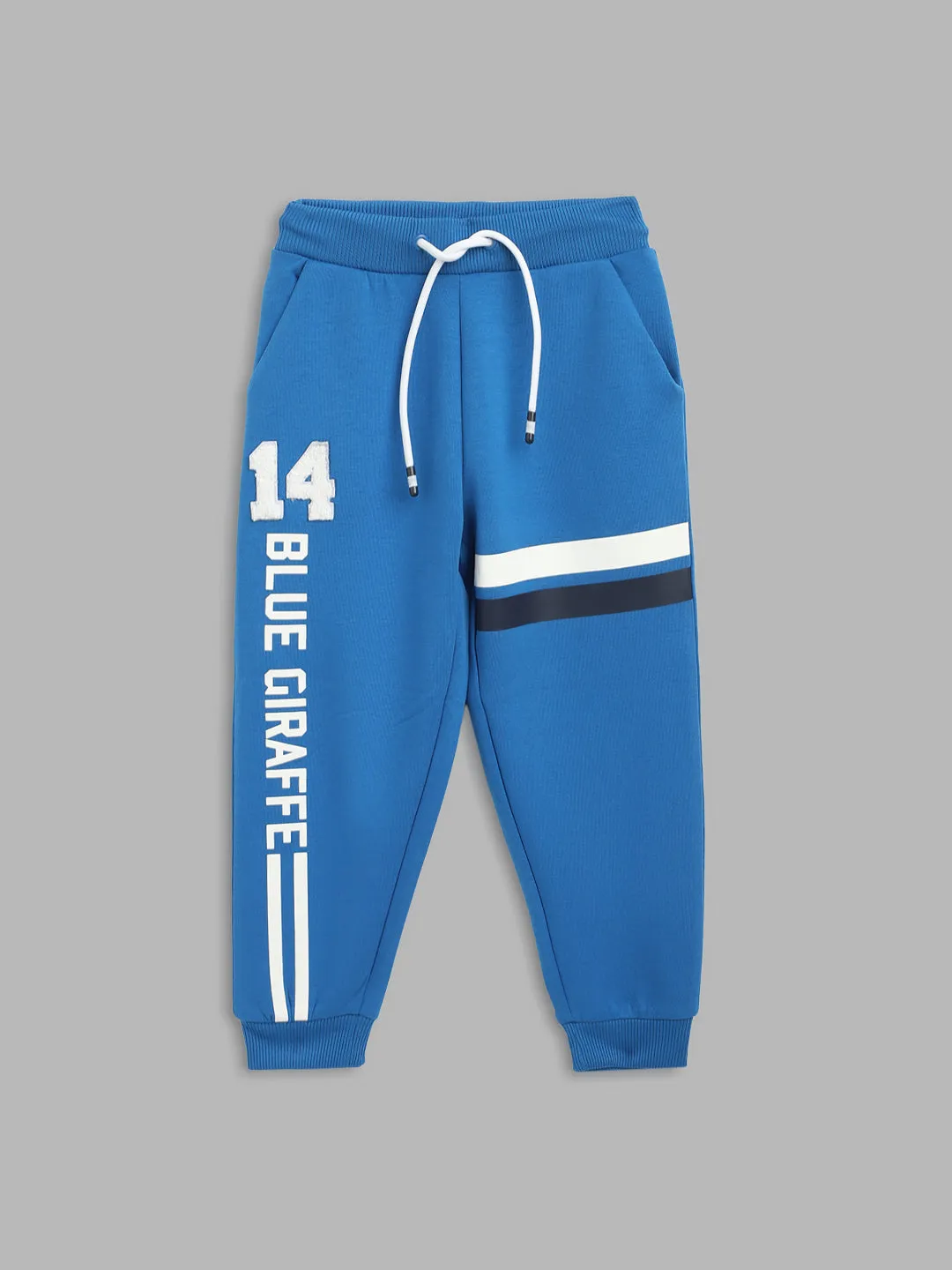 Blue Giraffe Boys Blue Solid Regular Fit Sweatpant