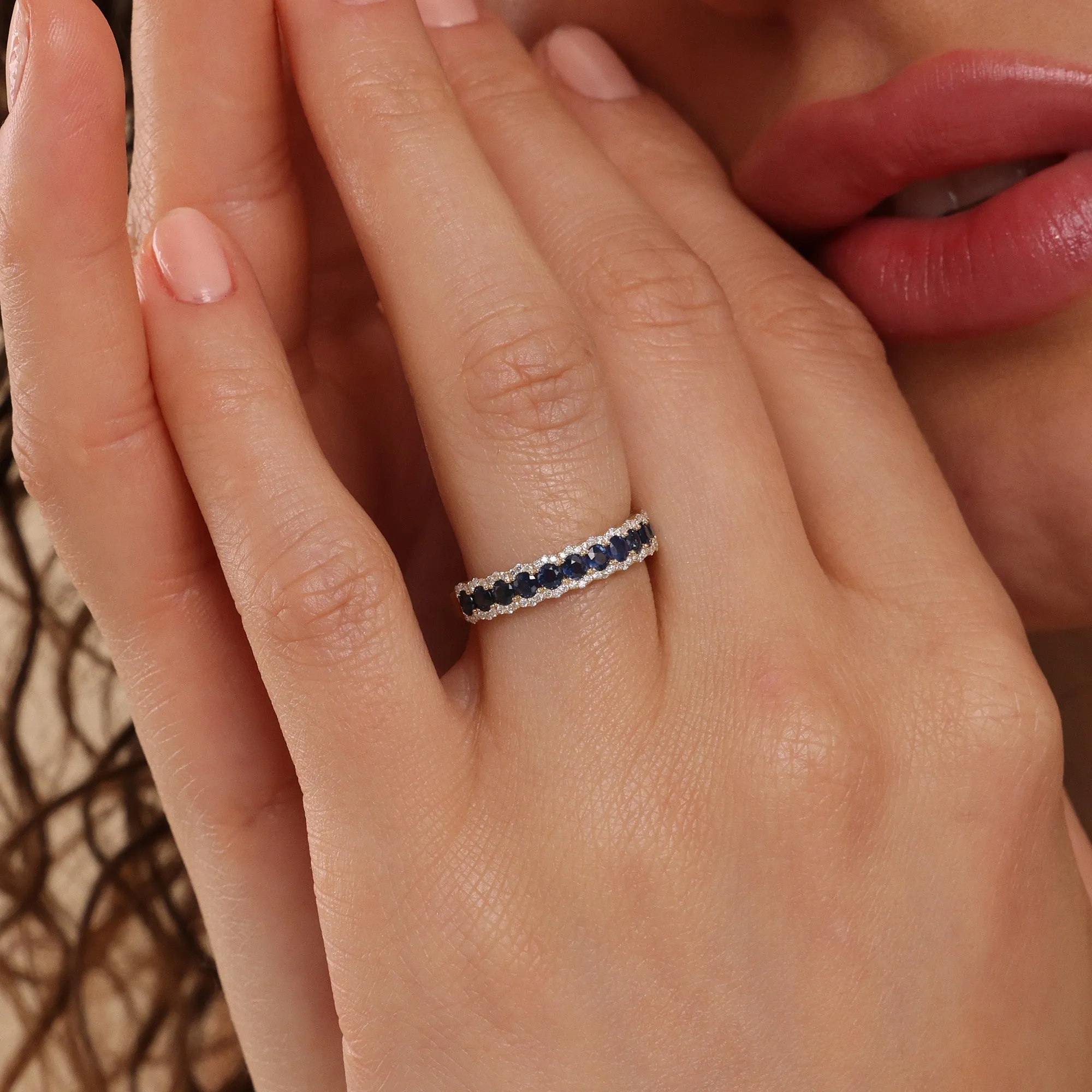 Blue Sapphire Diamond Half-Eternity Ring, Azulik