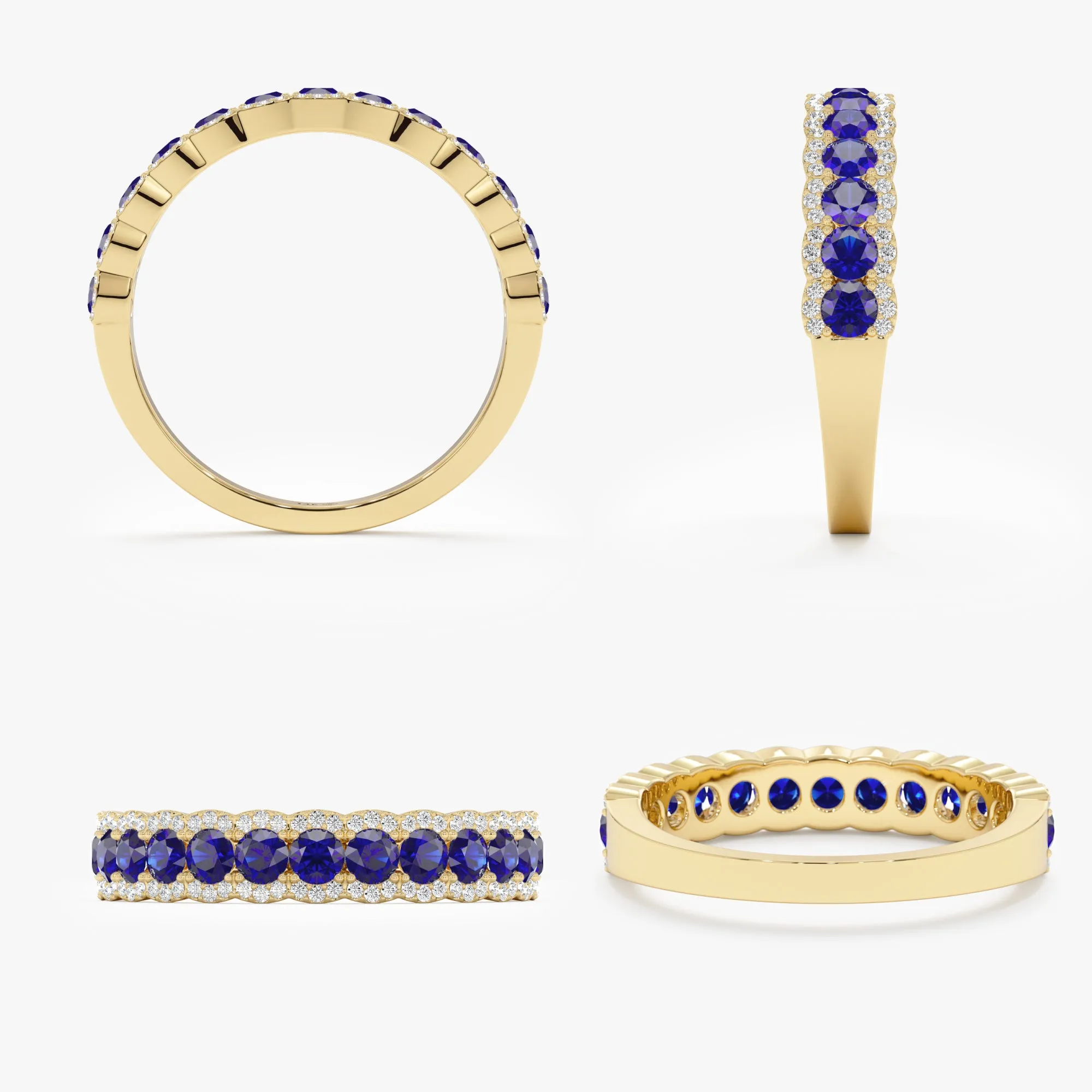 Blue Sapphire Diamond Half-Eternity Ring, Azulik