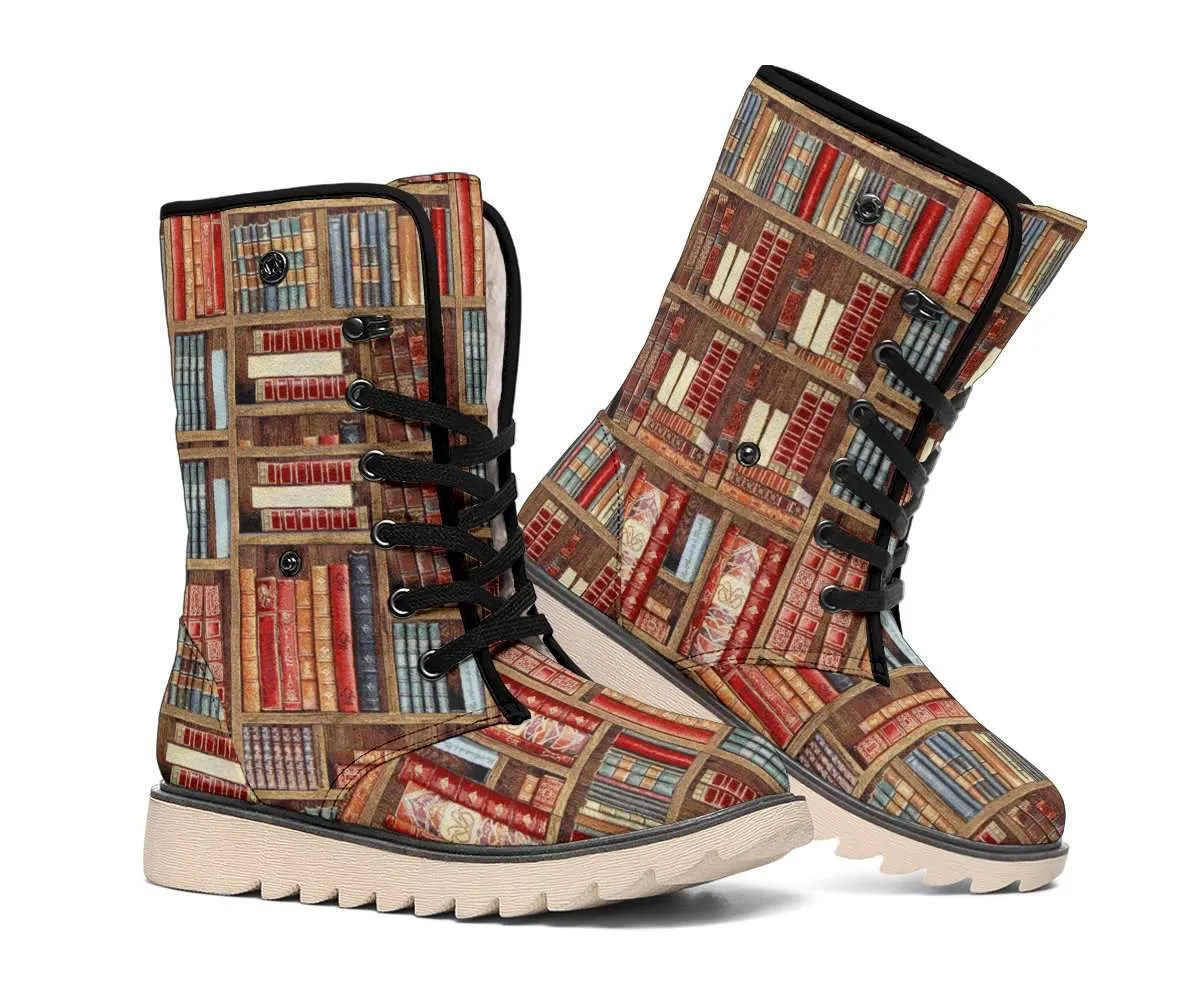 Bookish Pattern Polar Boots