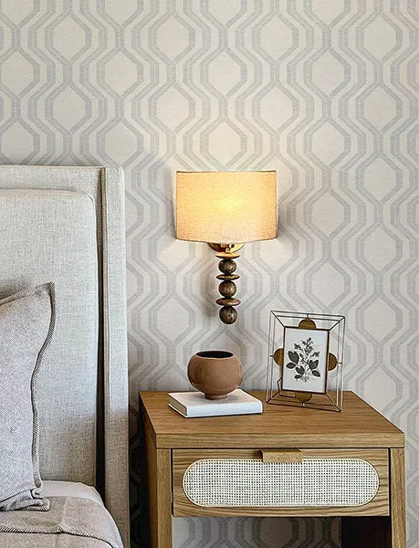 Burton Silver Modern Ogee Wallpaper