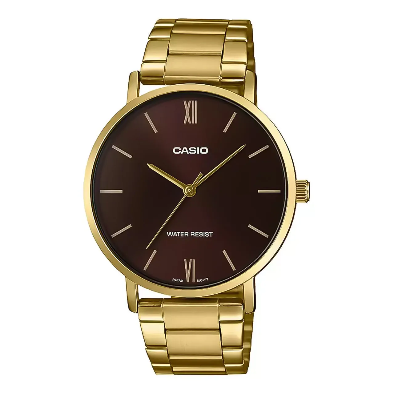 Casio Enticer Gold Tone Brown Dial Men's Watch | MTP-VT01G-5BUDF