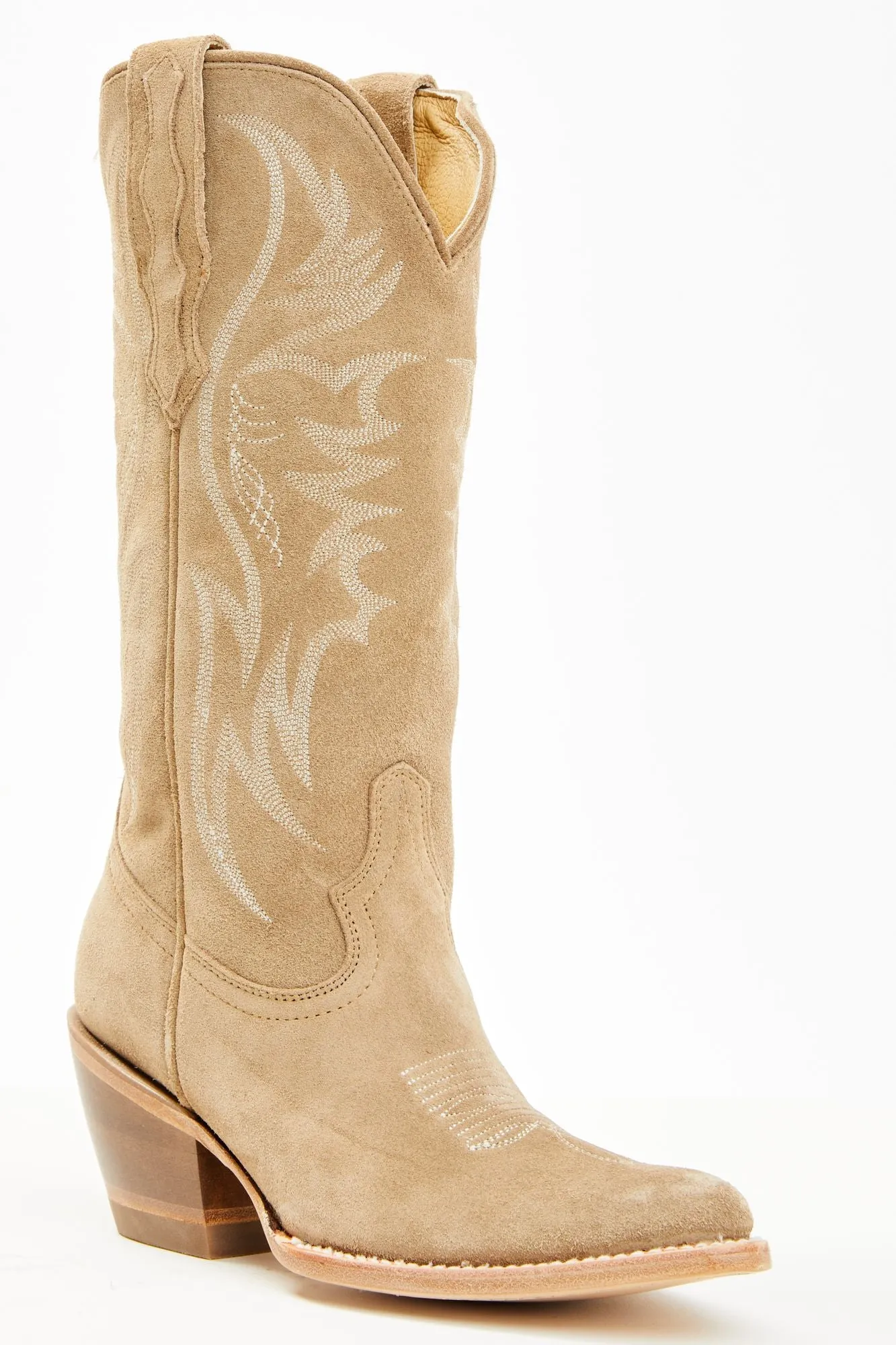 Charmed Life Tan Suede Western Boots - Round Toe