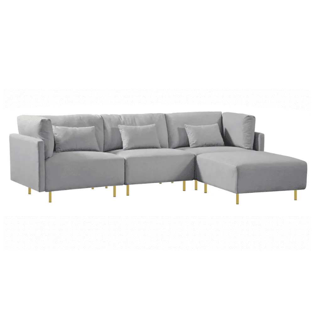 Classic Modern Suede Sofa Set in Grey