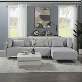 Classic Modern Suede Sofa Set in Grey