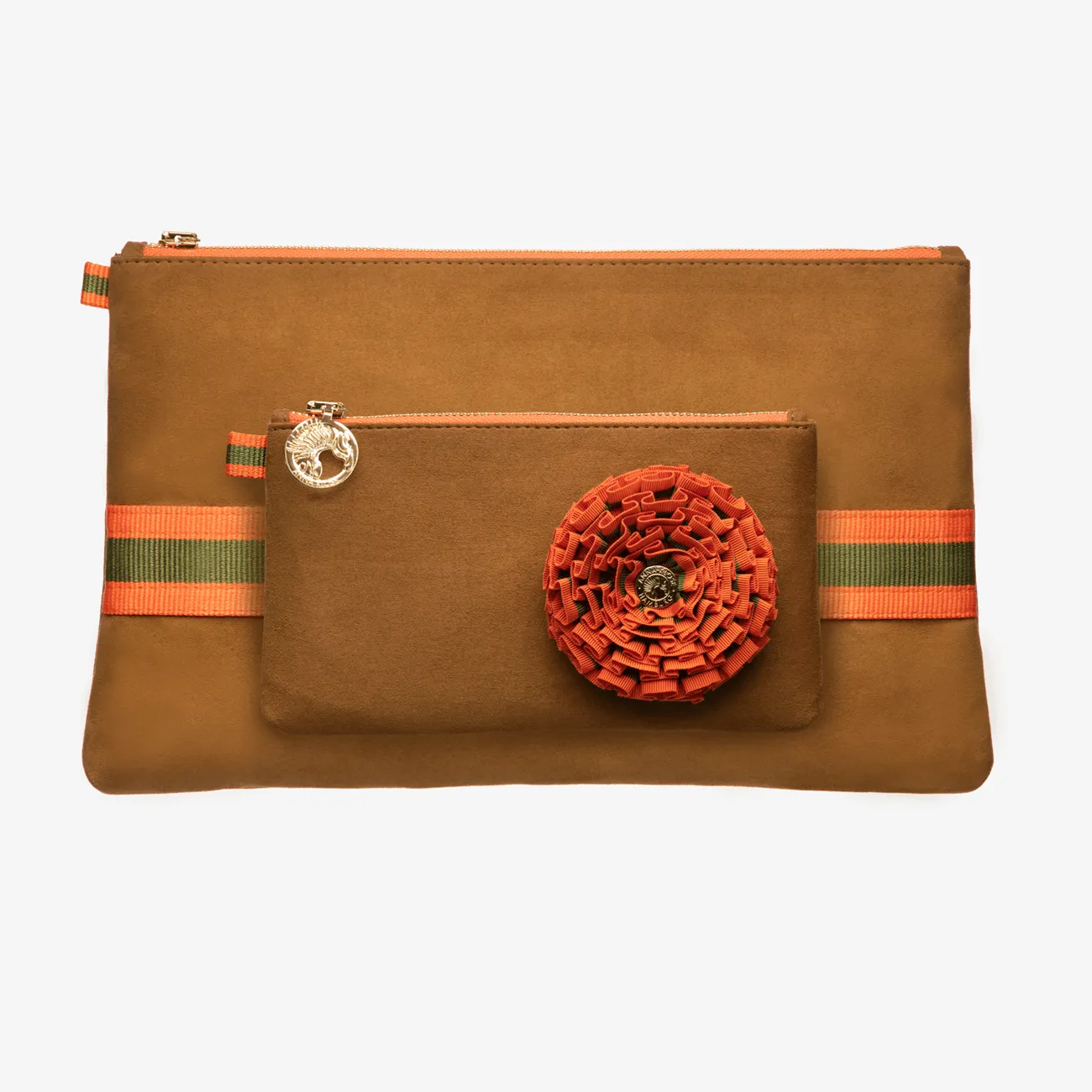 Clutch "Hunter Brown" with golden print