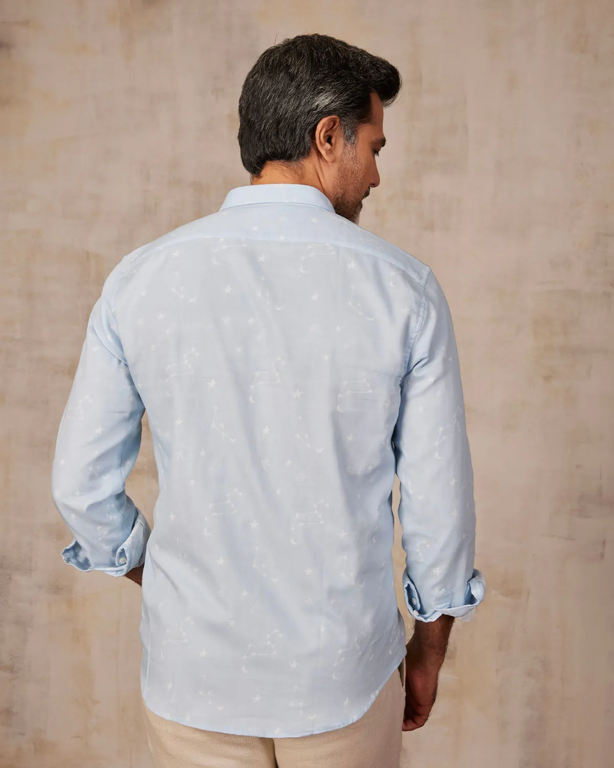 Cotton Jacquard Shirt - Light Blue