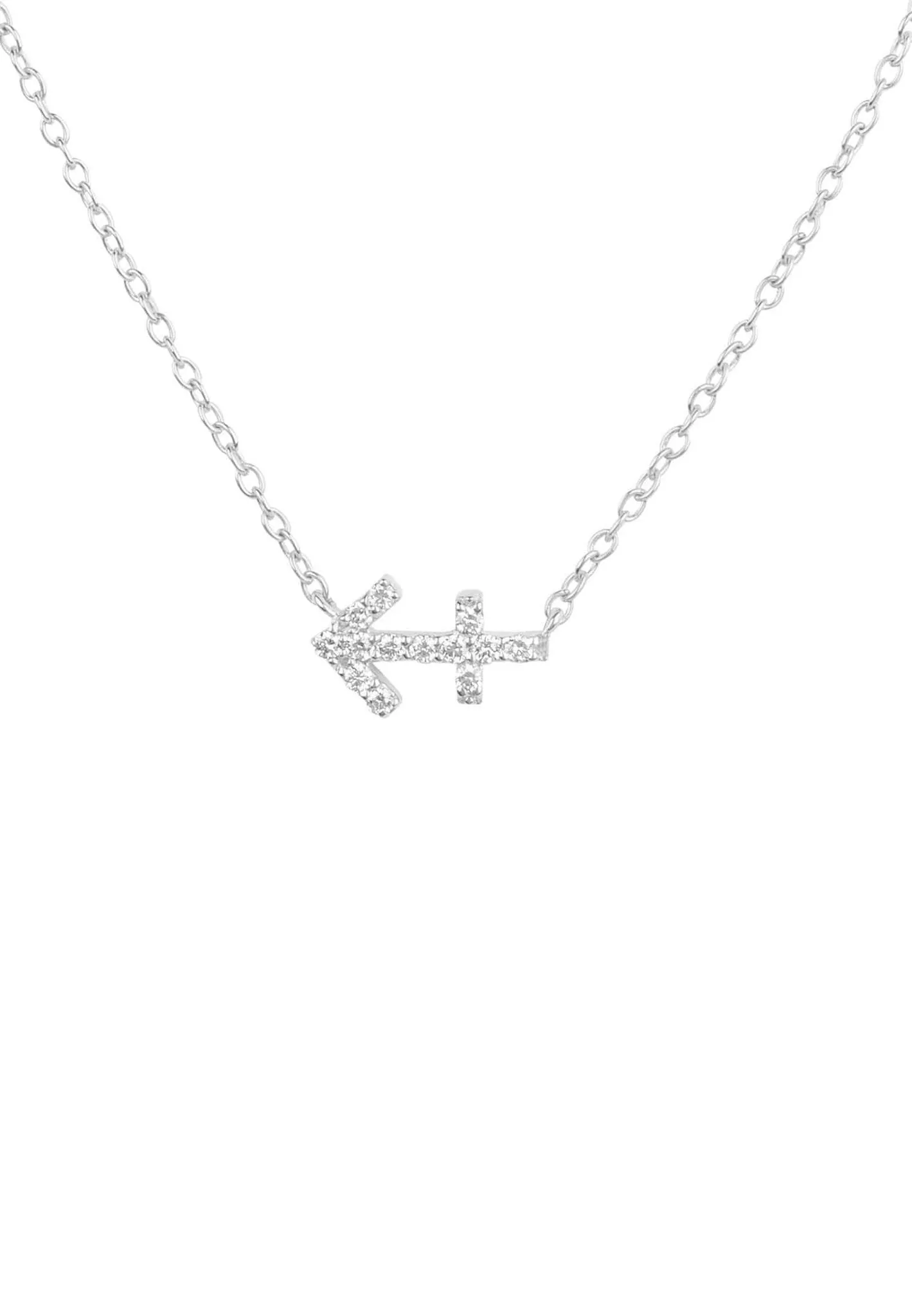 Diamond Zodiac Silver Necklace Sagittarius