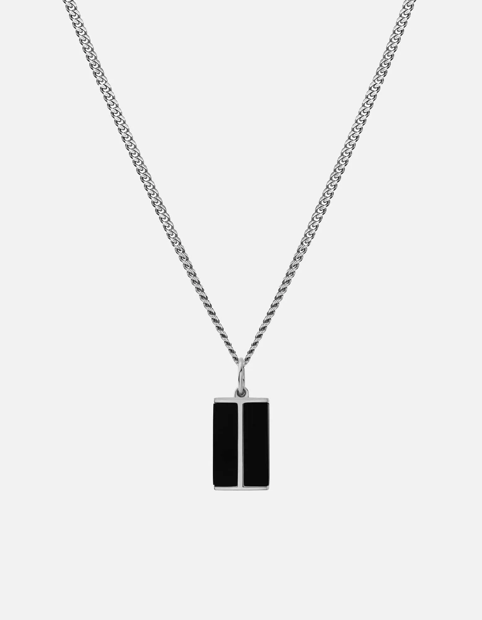 Duo Onyx Pendant Necklace, Sterling Silver