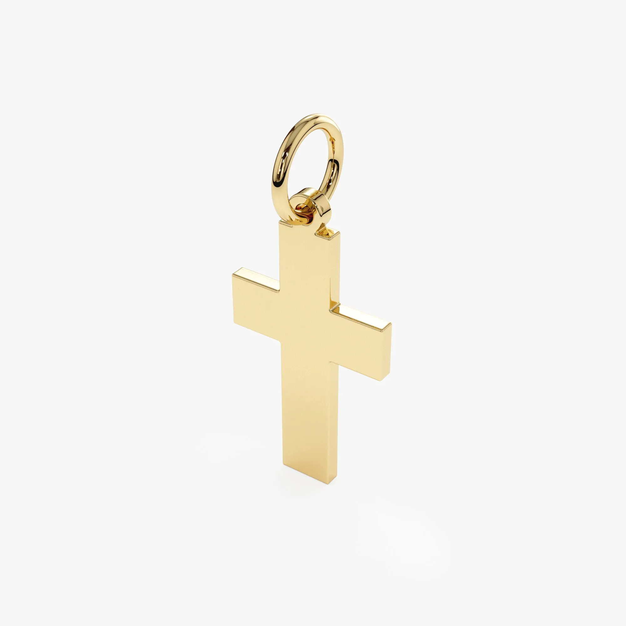 Engravable Gold Cross Charm, Mary