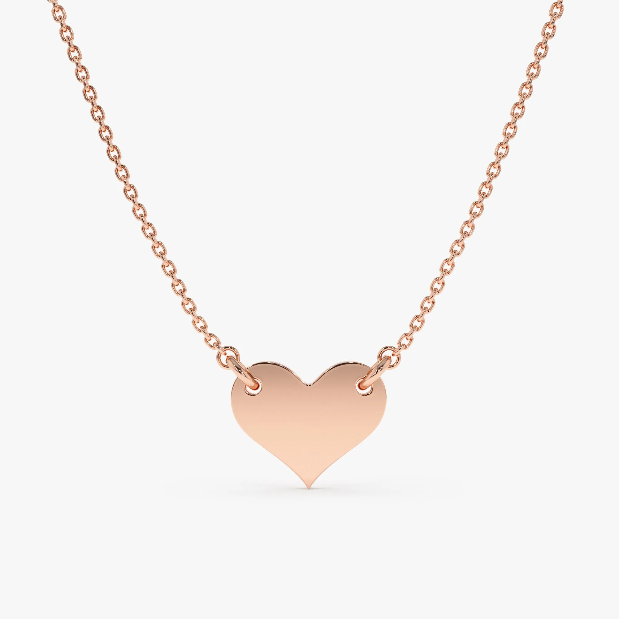 Engravable Heart Necklace Handcrafted Solid Gold, Sienna