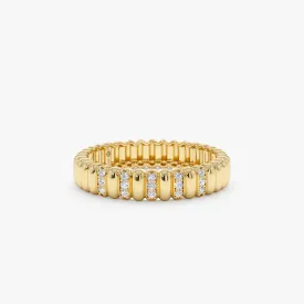 Fluted Design Diamond Wedding Band, Celia