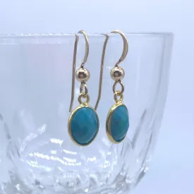 Gemstone earrings with turquoise (blue) crystal drops on silver or gold hooks