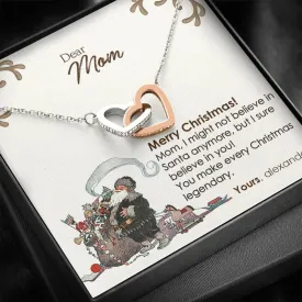 Gift For Mom Inter Locking heart necklace With Christmas Wish Message Card