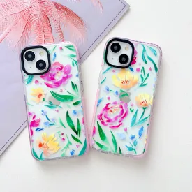 Hand painted Floral Designer Impact Proof Silicon Phone Case for iPhone