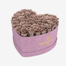 Heart Light Pink Suede Box | Rose Gold Roses