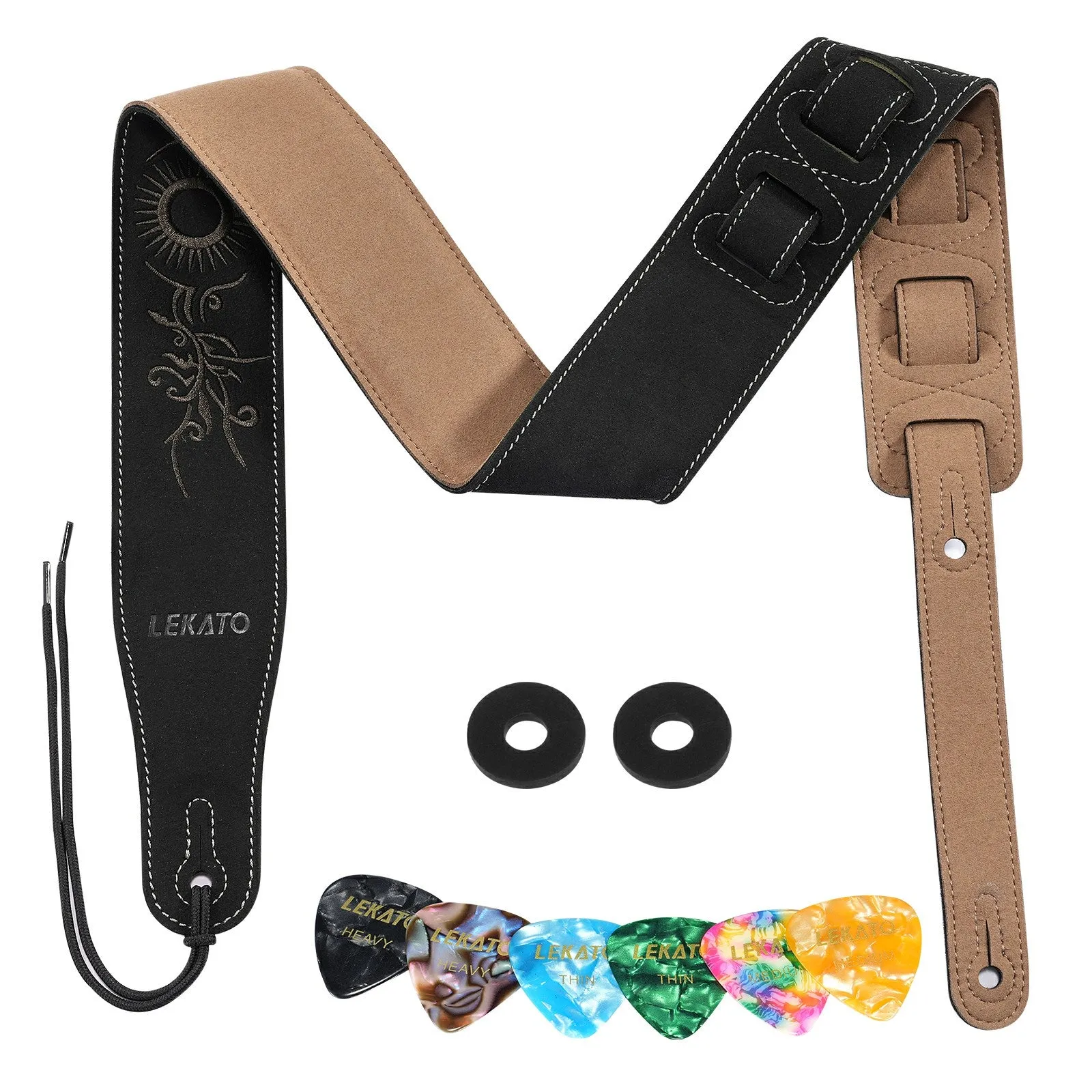 LEKATO LGS-10 Suede Velvet Guitar Strap Set