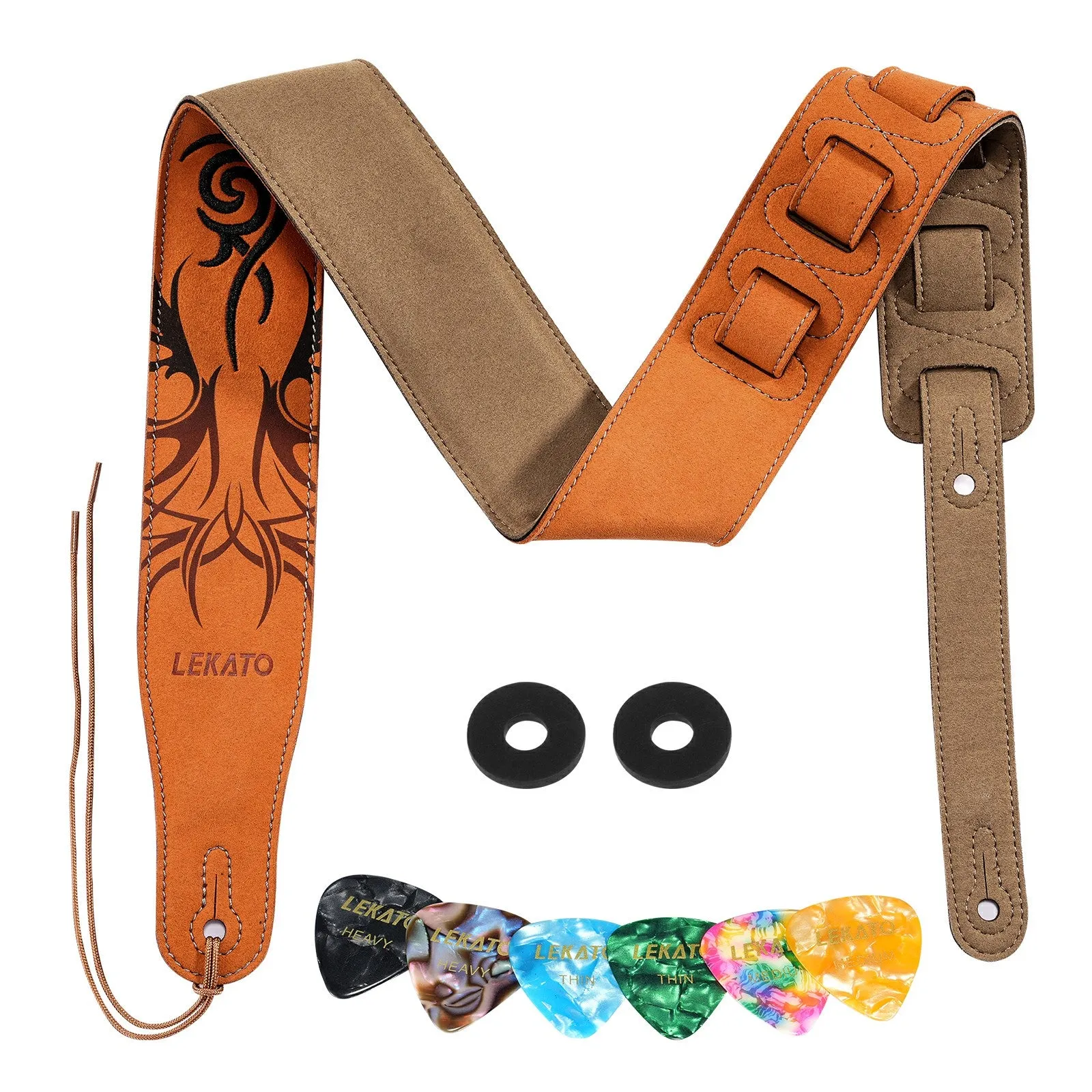 LEKATO LGS-10 Suede Velvet Guitar Strap Set