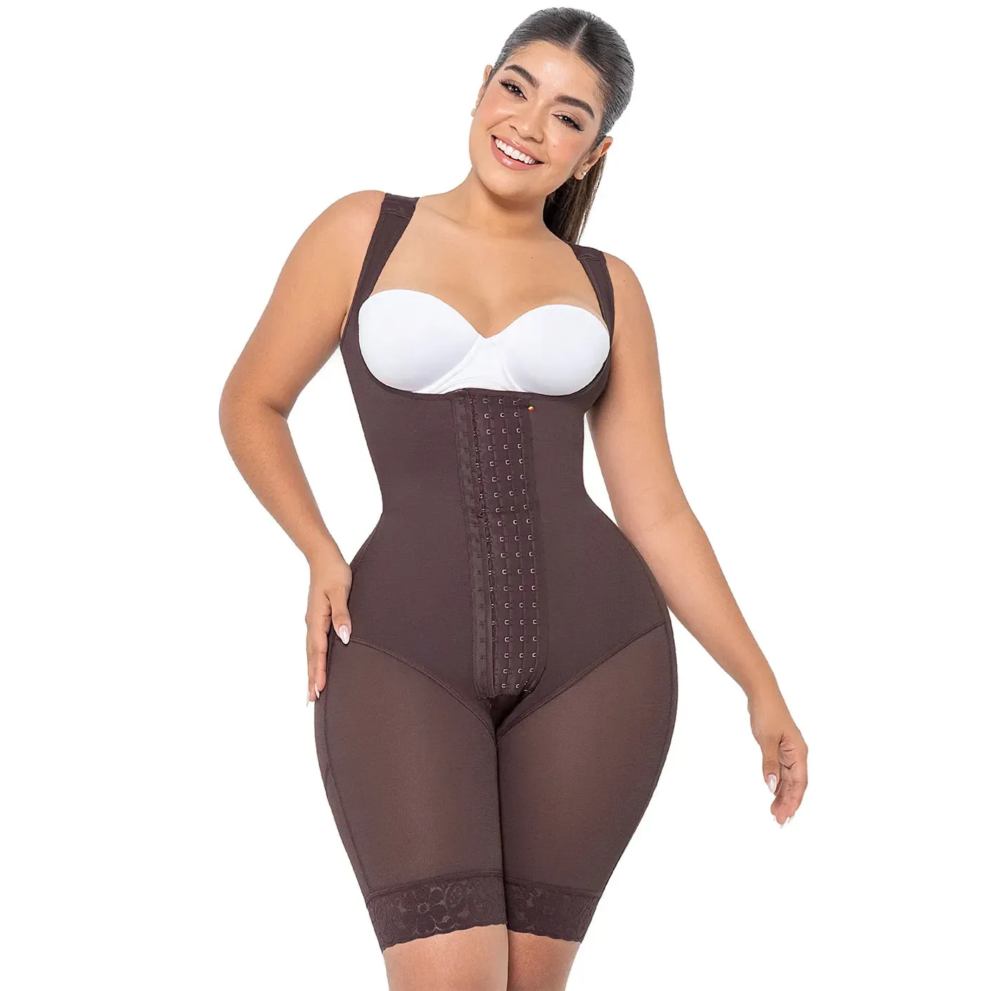 MARIAE RXC5330 Fajas Colombianas Reductoras Moldeadoras Daily Use Shapewear Bodysuit Mid Thigh & Open Bust