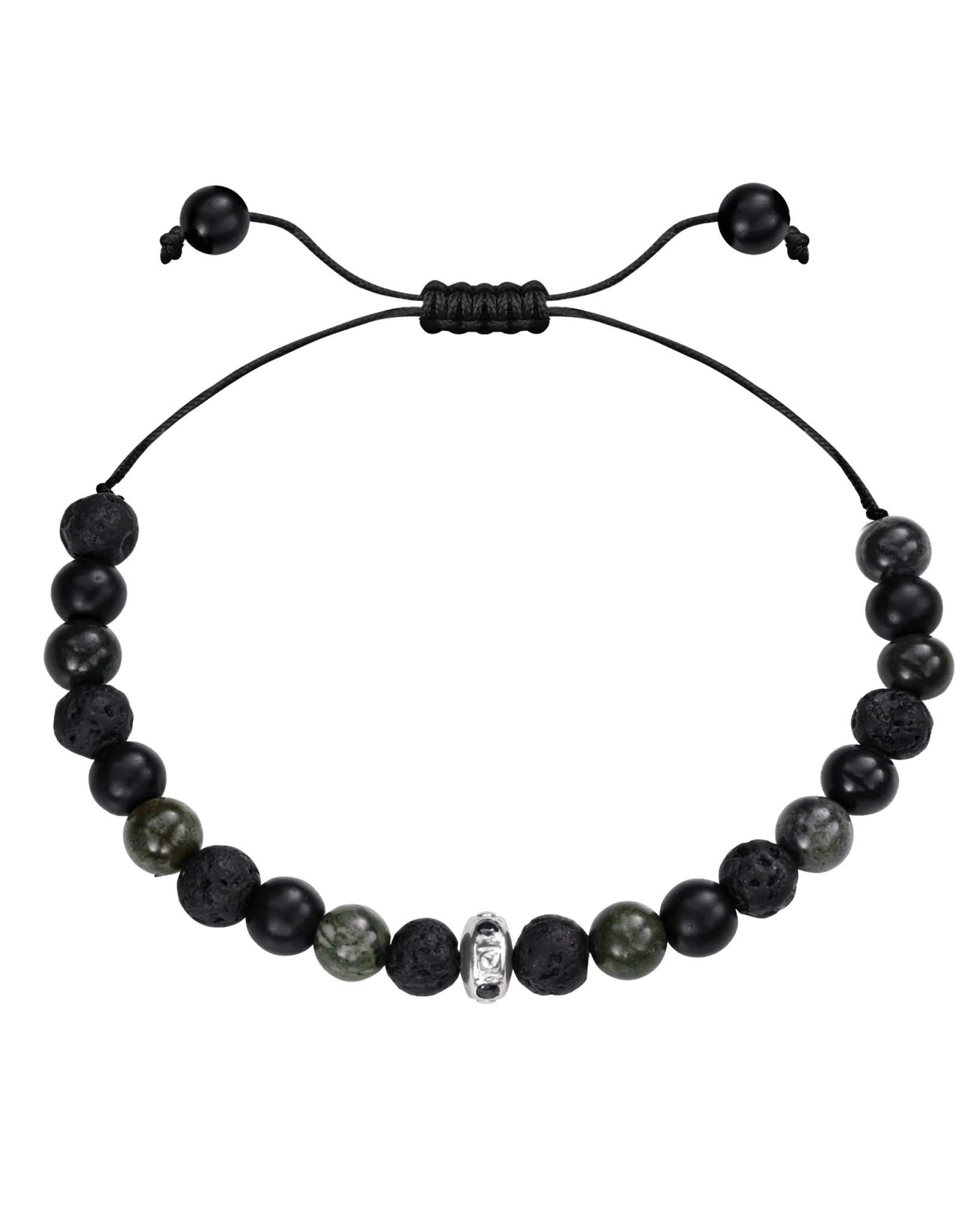 Men's Green Malachite & Matte Onyx Bead Bracelet - 14K Rose Gold