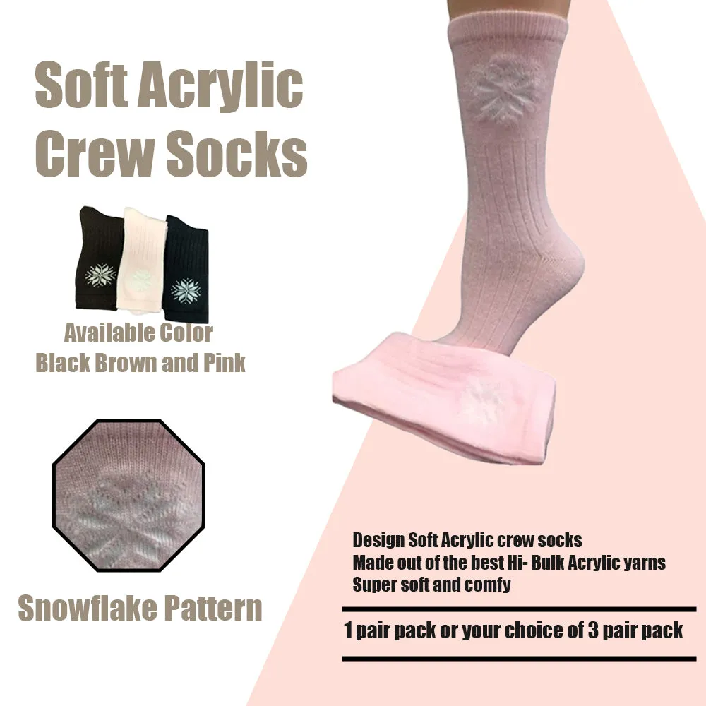 Snowflake Pattern Soft Acrylic Crew Women's Socks