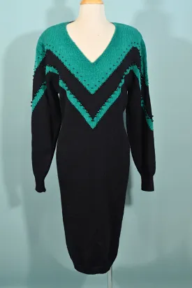 SOLD Vintage 80s Black Knit Dress with Beads