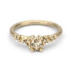 Solitaire Champagne Diamond Encrusted Ring