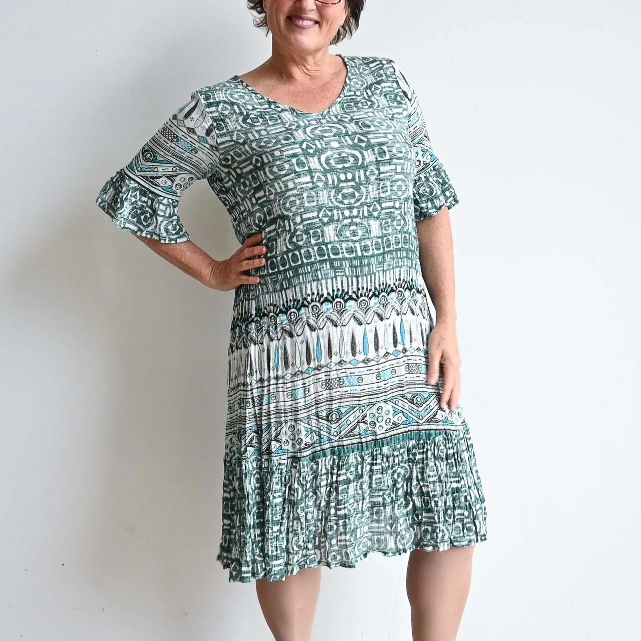 Somewhere Better Later Shift Dress - Sage Green