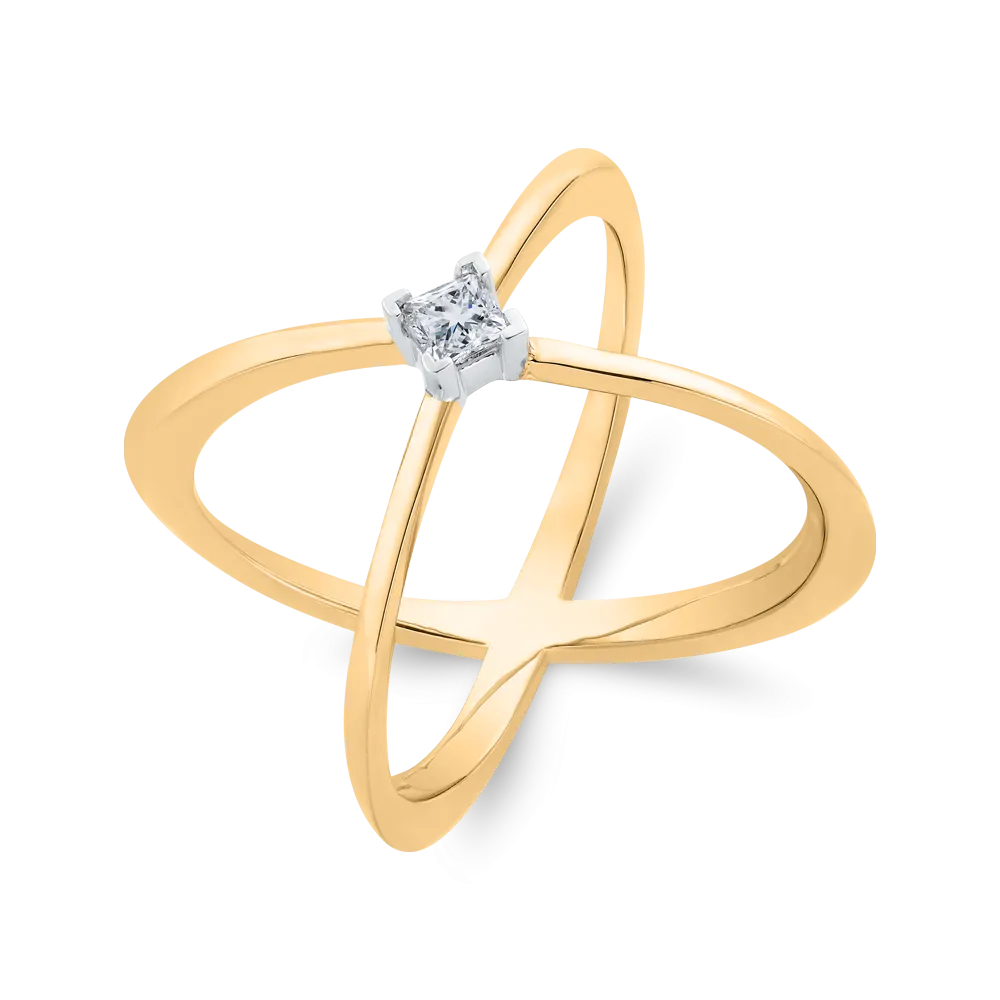 The Eleni Ring | 9ct Yellow Gold 0.17ct Lab Diamond Criss Cross Statement