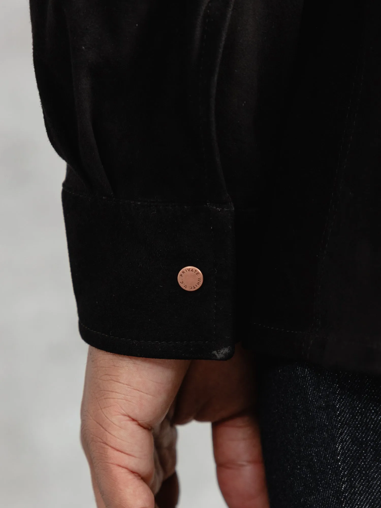 The Suede Studded Overshirt - Ivory Black