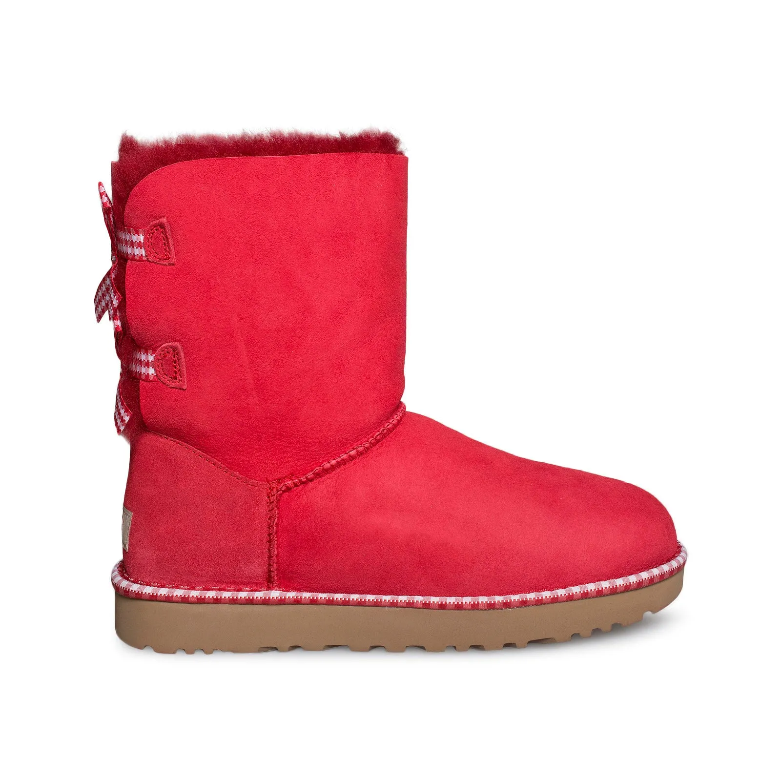 UGG Bailey Bow Gingham Ribbon Red Boots - Women's